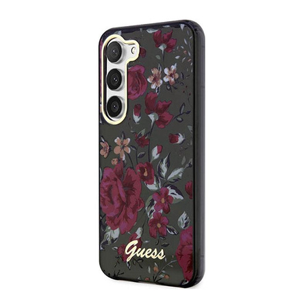 Guess Flower Collection - pouzdro pro Samsung Galaxy S23 (khaki)