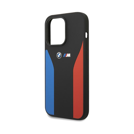 BMW Silikon Blau&Rot Streifen M Kollektion - iPhone 15 Pro Max Hülle (schwarz)