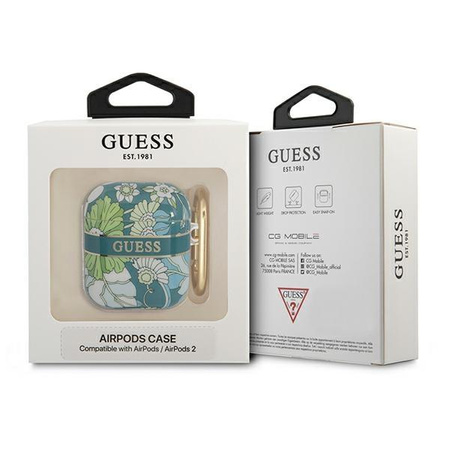 Guess Flower - pouzdro pro Airpods 1/2 generace (zelené)