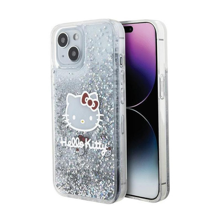 Hello Kitty Liquid Glitter Charms Kitty Head - iPhone 14 Hülle (silber)