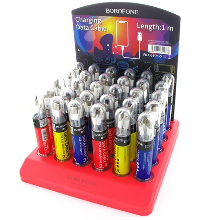 Borofone - sada kabelů zabalených v trubkách, na stolním stojanu