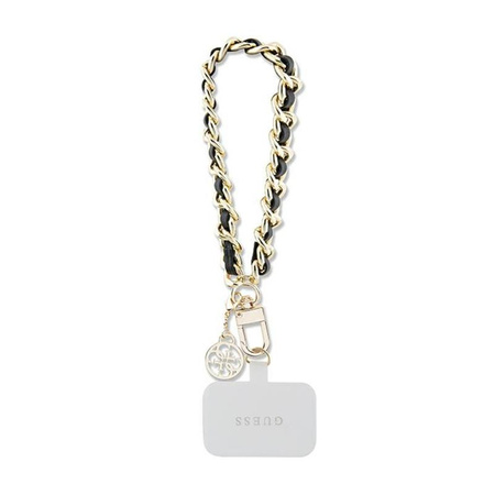 Guess Universal Hand Strap Saffiano Chain 4G Charm - Uniwersalny pasek do telefonu (Czarny)