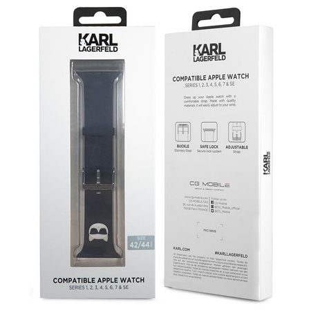 Karl Lagerfeld Silicone Choupette Head - Bracelet pour Apple Watch 42/44/45 mm (noir)