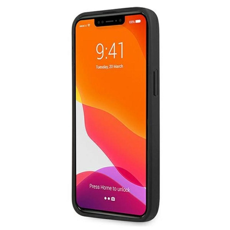 Kožené perforované pouzdro Mercedes - iPhone 13 Pro Max (tmavě modré)