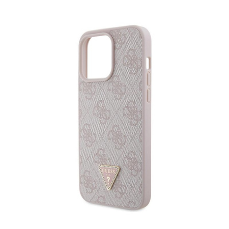 Guess Leather 4G Triangle Strass - Etui iPhone 15 Pro Max (różowy)