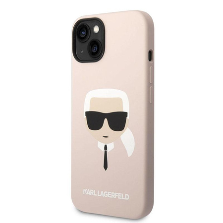 Karl Lagerfeld Silikonové pouzdro MagSafe Iconic Karl`s Head - iPhone 14 (růžové)