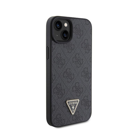 Guess bőr 4G Triangle Strass - iPhone 15 tok (fekete)