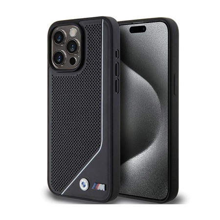 BMW Perforované pouzdro Twisted Line MagSafe - iPhone 15 Pro (černé)
