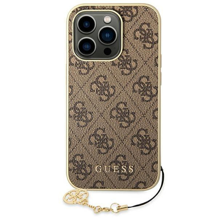 Kolekce Guess 4G Charms - pouzdro na iPhone 14 Pro (hnědé)