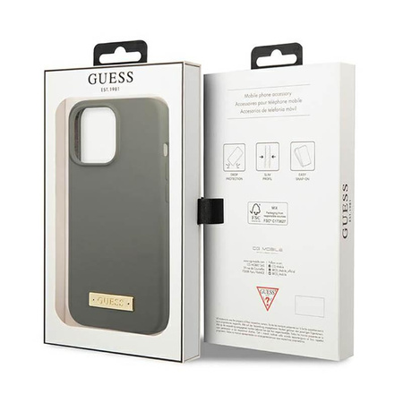 Guess Silikonové pouzdro MagSafe s logem - iPhone 13 Pro Max (šedé)