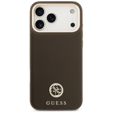 Guess Grained Strass Logo MagSafe - Pouzdro iPhone 17 Pro Max (hnědý)