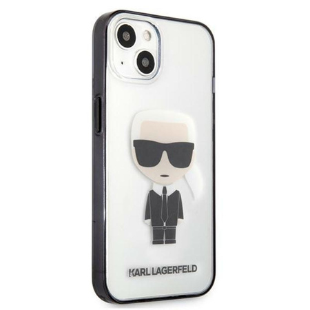 Karl Lagerfeld Ikonik Karl - Étui pour iPhone 13 mini (transparent / cadre noir)