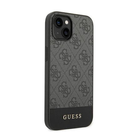 Guess 4G Bottom Stripe Metall Logo Kollektion - iPhone 14 Plus Tasche (grau)