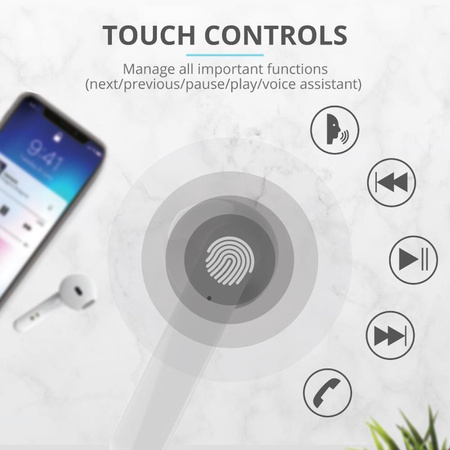 Trust Primo Touch - Słuchawki bezprzewodowe Bluetooth (biały)
