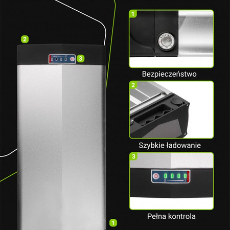 Green Cell - Baterie pro elektrokola s nabíječkou 48V 20Ah 960Wh Li-Ion RCA