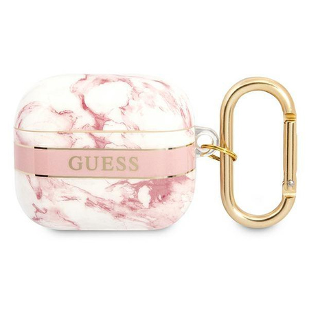 Guess Marble Strap - pouzdro pro Airpods 3 (růžové)