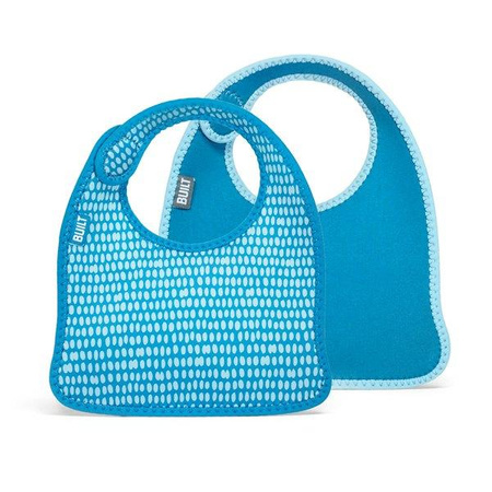 BUILT Mess Mate - 2 baby bibs (Dribble Dots Blue)