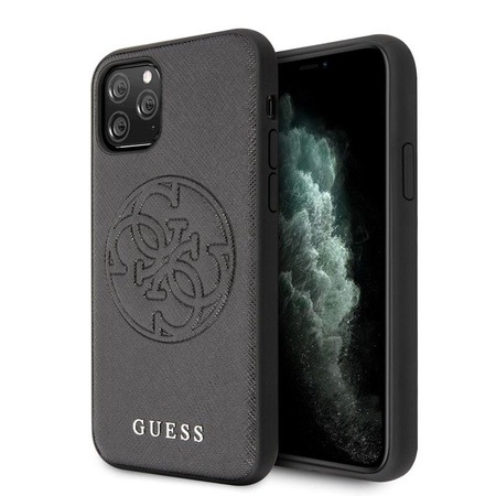 Guess Saffiano 4G Circle Logo - iPhone 11 Pro Tasche (schwarz)