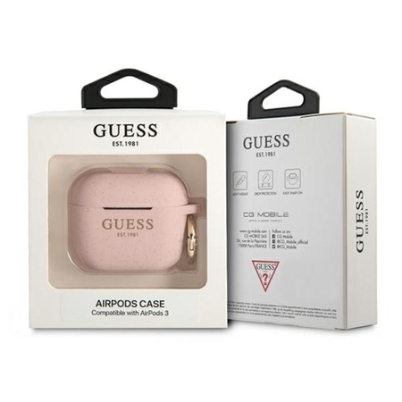 Guess Silicone Glitter Case Est - Étui Airpods 3 (rose)