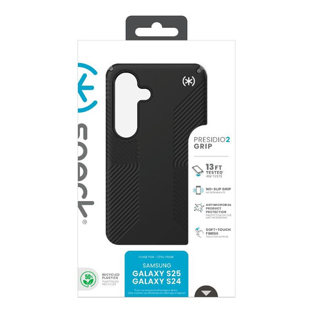 Speck Presidio2 Grip - Samsung Galaxy S25 / S24 Tasche (Schwarz/Schiefergrau/Weiß)