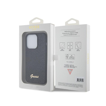 Guess Sequin Script Metal - Coque iPhone 15 Pro (noir)