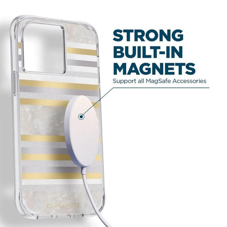 Case-Mate Pearl Stripes MagSafe - Hülle verziert mit Perlmutt für iPhone 14 Pro (Pearl Stripes)