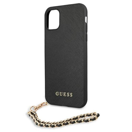 Guess Saffiano Chain - pouzdro pro iPhone 11 (černé)