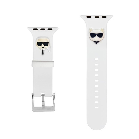 Karl Lagerfeld Silikonový řemínek Karl & Choupette Heads pro Apple Watch 42/44/45/49 mm (bílý)