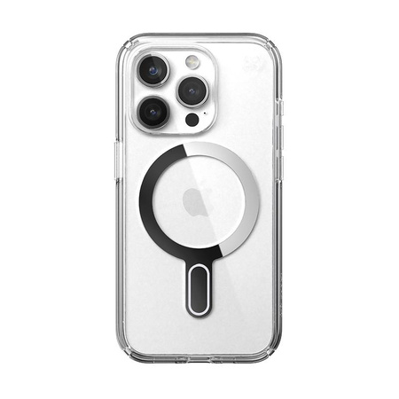 Speck Presidio Perfect-Clear ClickLock & Magsafe - iPhone 15 Pro Case (Clear / Chrome Finish / Serene Silver)