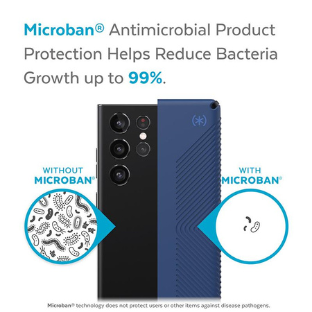 Speck Presidio2 Grip - Étui Samsung Galaxy S22 Ultra avec revêtement MICROBAN (bleu côtier/bleu tempête)