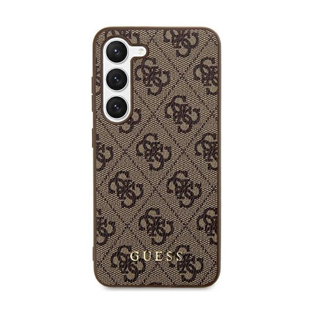 Guess 4G Metal Gold Logo - pouzdro pro Samsung Galaxy S24+ (hnědé)