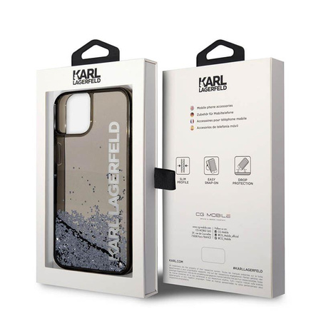 Karl Lagerfeld Liquid Glitter Translucent Elongated Logo Case - iPhone 14 Plus Case (black)