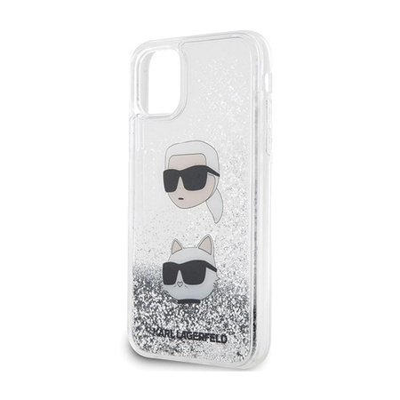 Karl Lagerfeld Liquid Glitter Karl & Choupette Heads - iPhone 11 Hülle (silber)