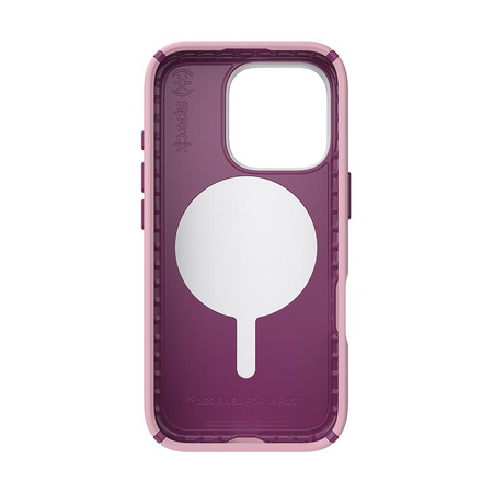Speck Presidio2 Pro ClickLock e MagSafe - Custodia per iPhone 16 Pro (rosa mercoledì / viola Boysenberry / bianco)
