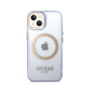 Guess Gold Outline Transluzentes MagSafe - Hülle für iPhone 14 (Violett)