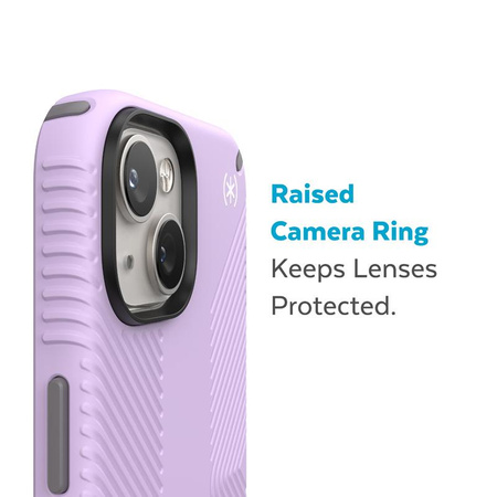 Speck Presidio2 Grip - Non-slip iPhone 14 / iPhone 13 case (Spring Purple / Cloudygrey / White)