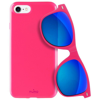 PURO Sunny Kit - iPhone SE (2022 / 2020) / 8 / 7 Etui-Set + faltbare Sonnenbrille (pink)