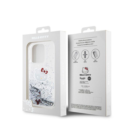 Hello Kitty Liquid Glitter Charms Kitty Head - iPhone 15 Pro Hülle (silber)