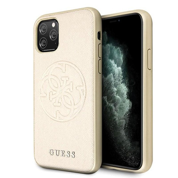 Guess Saffiano 4G Circle Logo - Etui iPhone 11 Pro Max (złoty)