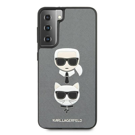 Karl Lagerfeld Saffiano Karl & Choupette Heads - Samsung Galaxy S21+ Case (silver)