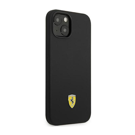 Silikonové kovové logo Ferrari - pouzdro pro iPhone 14 (černé)