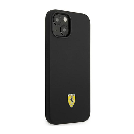 Ferrari Silikon Metall Logo - iPhone 14 Hülle (schwarz)