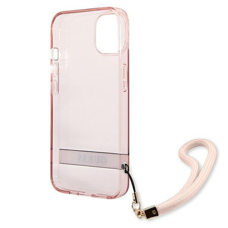 Průsvitný řemínek Guess - pouzdro pro iPhone 13 (růžové)