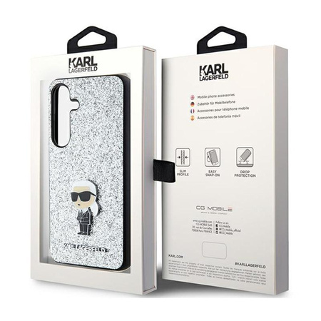 Karl Lagerfeld Fixed Glitter Ikonik Logo Metal Pin - Etui Samsung Galaxy S24+ (srebrny)