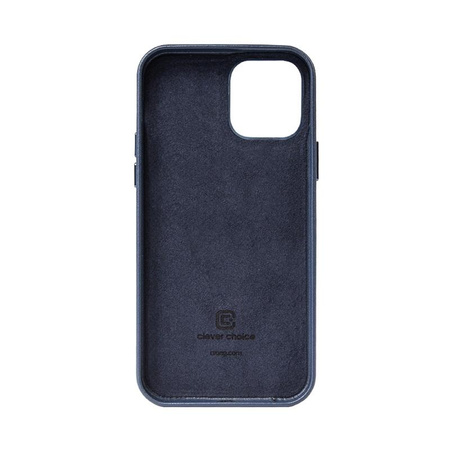 Crong Essential Cover - iPhone 12 / iPhone 12 Pro étui en cuir écologique (bleu marine)