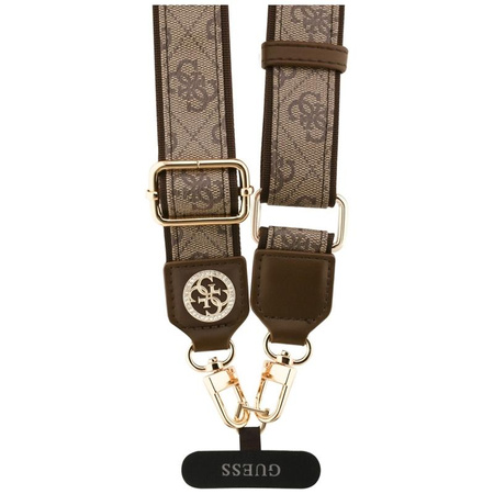 Guess Universal Crossbody Strap 4G Tether Patch Strass Metal Logo - Universeller Handyriemen / Lanyard (braun)