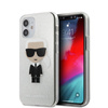 Karl Lagerfeld Iconik Glitter - pouzdro pro iPhone 12 Mini (stříbrné)