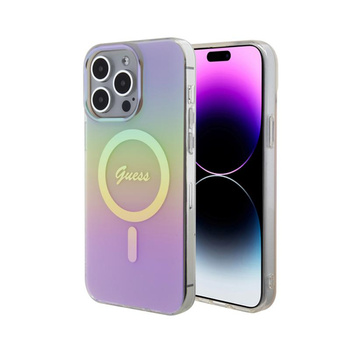 Pouzdro Guess IML Iridescent MagSafe - iPhone 15 Pro (růžové)