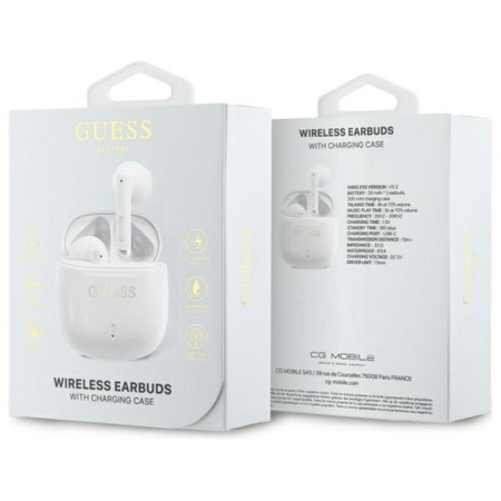 Guess Printed Classic Logo - TWS Bluetooth headphones + charging case (white)