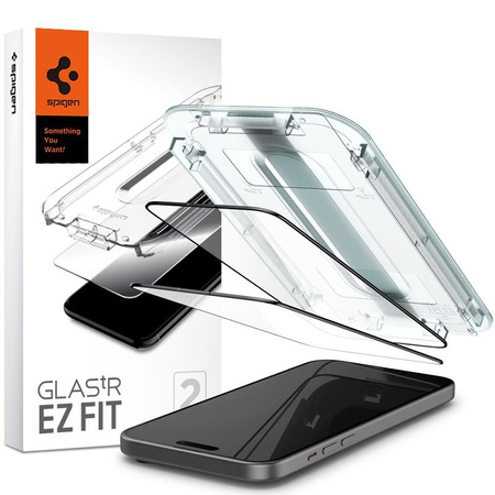 Spigen GLAS.TR EZ FIT FC - Edzett üveg iPhone 15 2 db (fekete keret)